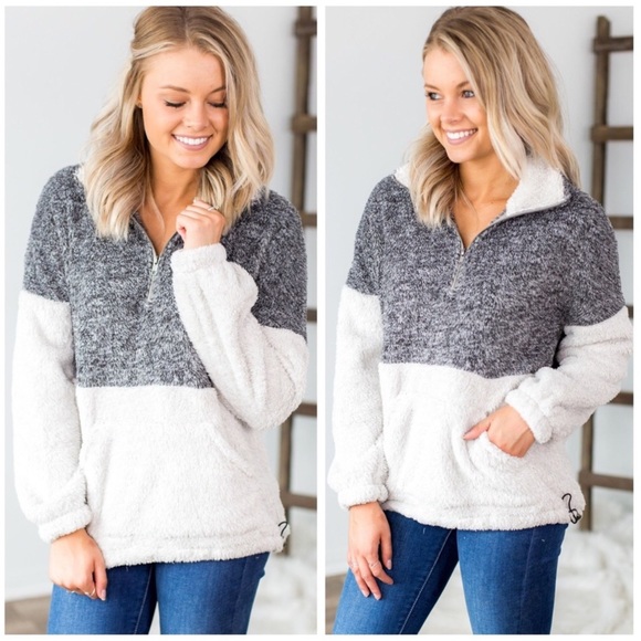 BEST SELLER Charcoal fuzzy pullover sweater - Picture 2 of 4